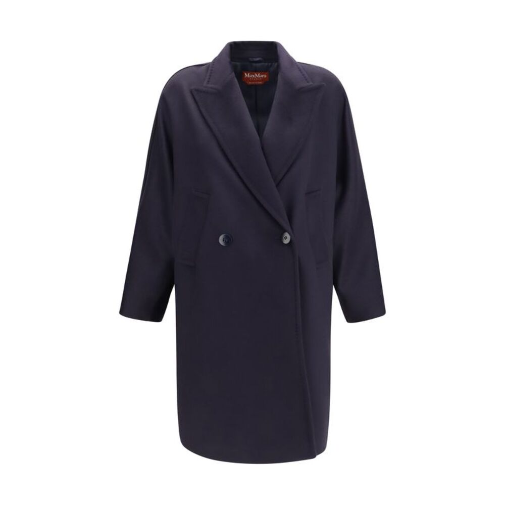Max Mara Studio Women Double Breasted Wool Drap Coat